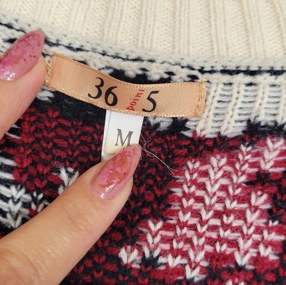 36.5 Houndstooth Crew Neck Knit Sweater Pullover warm Cozy Fall Medium VTG - Picture 3 of 11